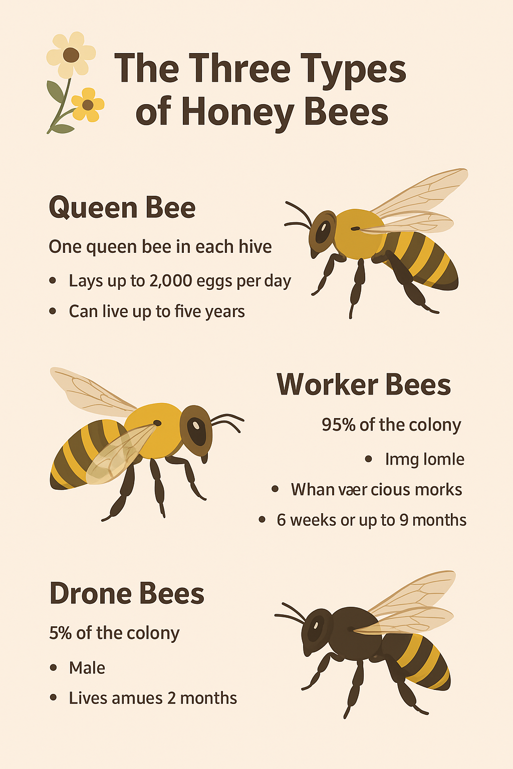 What are the Three Types of Honey Bee?